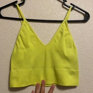 Neon yellow crop tank top juniors medium/large